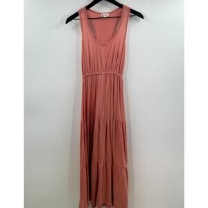 Sundry for Evereve Peach Orange Maxi Tiered Boho Tank Dress Size 0 Extra Small
